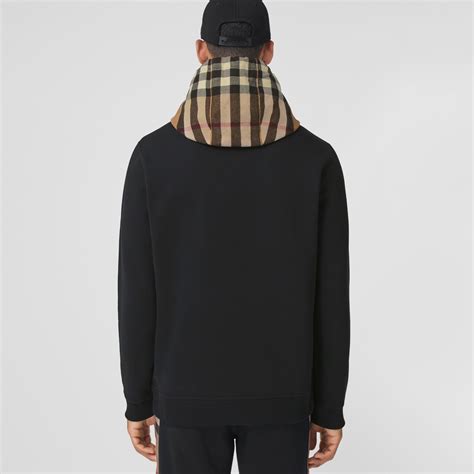 burberry check panel hoodie|Burberry Check Cotton Blend Hoodie .